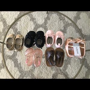 Old Navy baby shoes: 3-6 mo. Carter’s: 6-9 mo.